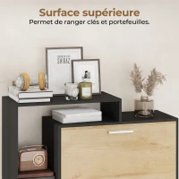 HOMCOM Meuble à chaussures 8 paires, armoire à chaussures étroite avec 2 tiroirs rabattables, 3 compartiments ouverts, noir(m-7)