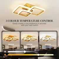 HOMCOM Lampa sufitowa LED 40W 4300LM 3500K/4500K/6000K, trójkątna lampa sufitowa do salonu, 48 x 46 x 13 cm, złota(m-4)