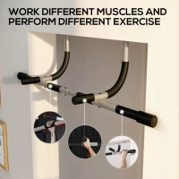 HOMCOM Pull-Up Bar for Doorway Home Fitness, Door Horizontal Bar for Indoor Gym Upper Body Workout, Black(m-5)