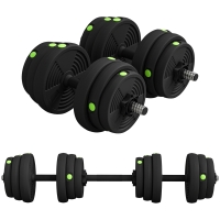 SPORTNOW Juego de Mancuernas Ajustables 25 kg 2 en 1 con Barras Conexión y Mangos Antideslizantes para Gimnasio en Casa Negro