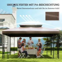 Outsunny Ersatzdach für Gartenpavillons 3x4m Polyester Kaffee(m-6)