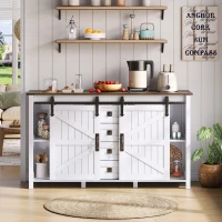 Sideboard mit Stauraum, mit Schiebetüren und 4 Schubladen, geeignet für Küche, Esszimmer und Wohnzimmer, 137 x 40 x 81,5 cm, Weiß(m-2)
