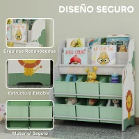 AIYAPLAY Estantería Infantil para Juguetes con 6 Cajas Extraíbles de Tela no Tejida y 2 Estantes para Guardería 63x30x71 cm Verde(m-5)
