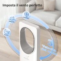 HOMCOM Ventilatore a Torre Senza Pale, Silenzioso 36dB, con Oscillazione a 45°, Luci LED, Telecomando, Bianco(m-5)