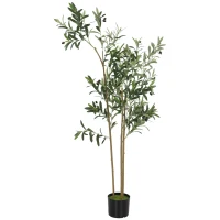 HOMCOM Decorative Artificial Plant, 148 cm Silk Olive Tree with 553 Leaves in Cement Pot, Fake Plant(m-1)