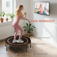 SPORTNOW Trampolina Fitness z Regulowanym Uchwytem, Trampolina Sportowa do Wewnątrz i Na Zewnątrz, Stal, Plastik, Pomarańczowy(m-6)
