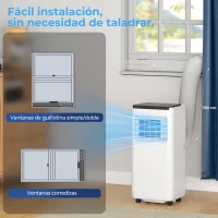 HOMCOM Aire Acondicionado Portátil 10.000 BTU 4 en 1 Enfriamiento Deshumidificador Ventilador con WiFi para 30 m² Blanco(m-8)