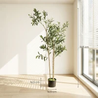 HOMCOM Decorative Artificial Plant, 148 cm Silk Olive Tree with 553 Leaves in Cement Pot, Fake Plant(m-3)