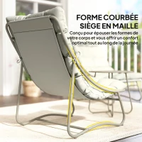 Outsunny Salon bistro 3 pièces pour 2 personnes, table ronde et chaises d'extérieur avec assise en textilène et coussins, gris clair(m-6)