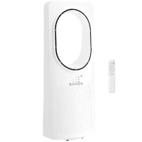 HOMCOM Ventilatore a Torre Senza Pale, Silenzioso 36dB, con Oscillazione a 45°, Luci LED, Telecomando, Bianco(m-10)