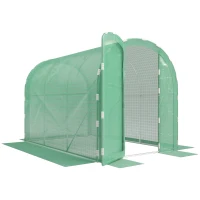 Outsunny 3 x 2 x 2m Polytunnel Greenhouse with Hinged Door, Walk-in Grow House Tent with PE Cover and Galvanised Steel Frame, Green(m-3)