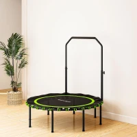 SPORTNOW Trampolina fitness z regulowanym poręczem, trampolina sportowa do użytku wewnętrznego i zewnętrznego, stal, plastik, zielona(m-9)