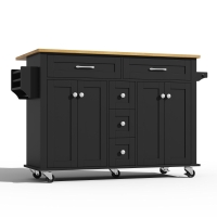 Multifunktionaler Küchenwagen mit ausklappbarer Arbeitsplatte, 140 x 40/65 x 89 cm, Schwarz+Naturfarbe