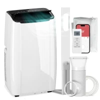 HOMCOM 14000 BTU 5-in-1 Portable Air Conditioner with Cool, Heat, Dehumidifier, Fan, Sleep, WiFi Voice Control, White(m-10)