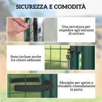 Outsunny Cancello da Giardino in Acciaio 97x150 cm, Cancelletto da Giardino con Serratura, 3 Chiavi, Maniglia e 2 Pali(m-5)