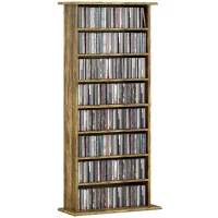 Homcom Almacenamiento para CD y DVD con 8 Compartimentos y 6 Estantes Ajustables, Marrón(m-7)