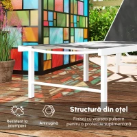 Outsunny Șezlong cu spătar reglabil pe 5 niveluri, din oțel și textilen, 60x166x84 cm, alb și gri(m-6)