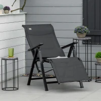 Outsunny Tumbona Plegable de Jardín Tumbona Gravedad Cero con Respaldo Ajustable en 9 Posiciones con Cojín 70x65x111 cm Negro(m-8)