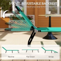 Outsunny Foldable Sun Lounger with 5-Position Adjustable Backrest, Outdoor Portable Recliner Chaise Lounge Chair, Green(m-4)