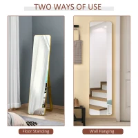 HOMCOM Large rectangular full-length mirror, 37 x 160 cm - freestanding or wall-mounted mirror - for bedroom, living room and dressing room, light walnut(m-5)