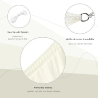 Outsunny Toldo Vela de Sombra Cuadrado 3x3 m Toldo de Terraza de Poliéster con Anillo de Acero Inoxidable y Cuerdas Crema(m-4)