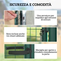 Outsunny Cancello da Giardino in Acciaio 97x200 cm, Cancelletto da Giardino con Serratura, 3 Chiavi, Maniglia e 2 Pali(m-5)