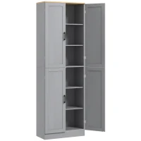 HOMCOM Alacena de Cocina Armario de Almacenaje Multifuncional con 4 Puertas y Estantes Ajustables 60x30x171 cm Gris(m-1)