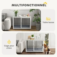 PawHut Cage pour chien caisse pour chien avec coussin pieds réglables pour chiens moyens jusqu'à 20 kg 90 x 58 x 62,5 cm gris(m-5)