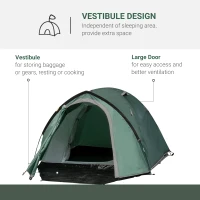 Outsunny Tent voor 3-4 personen 190T kampeertent met haringen koepeltent glasfiber(m-4)