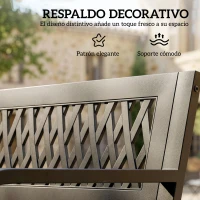 Outsunny Banco de Jardín Exterior de 2 Plazas  con Asiento Listonado Reposabrazos y Marco de Acero 119x50x75 cm Negro(m-6)