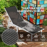 Outsunny Șezlong cu spătar reglabil pe 5 niveluri, din oțel și textilen, 60x166x84 cm, alb și gri(m-5)