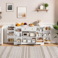 Multifunktionales Küchenbuffet, mit Schublade und Regaltüren, Modernes Design, 138 x 40 x 85 cm, Weiß(m-6)