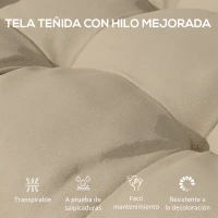 Outsunny Conjunto de Cojines para Sillas de Comedor y Jardín Impermeable y Anti-UV con 2 Cordones de Fijación 48x48x10 cm Caqui(m-4)