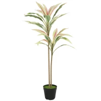 HOMCOM 90 cm Artificial Cordyline Tree in Moss Effect Pot, Realistic PEVA Faux Plant, Yellow(m-1)