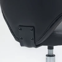 HOMCOM Rolling stool massage stool - 360° swivel work stool - seat adjustable 49-64H cm, ergonomic backrest - chrome metal black synthetic upholstery(m-15)