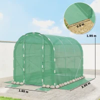 Outsunny 3 x 2 x 2m Polytunnel Greenhouse with Hinged Door, Walk-in Grow House Tent with PE Cover and Galvanised Steel Frame, Green(m-4)