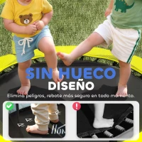 HOMCOM Cama Elástica Infantil Ø140 cm para Niños de 3-10 Años con Red de Seguridad Carga 50 kg para Interior Exterior Amarillo(m-5)