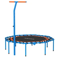 SPORTNOW Trampolina fitness, trampolina treningowa z regulowanym uchwytem, stabilna i cicha, do użytku wewnętrznego, stal, niebieska(m-10)