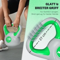 SPORTNOW Kettlebell, Kettlebell, 16 kg, platte onderzijde, groot handvat, gewichtskogel, groen, 27 x 17 x 31 cm(m-4)