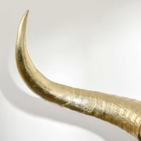 HOMCOM Dekoracja Ścienna Czaszka Byka 70 cm x 17 cm x 83 cm Żywica Syntetyczna, Liść Złota Wielobarwny(m-9)