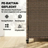 Outsunny Servierwagen Rattan Küchenwagen mit FSC Eukalyptusholz-Arbeitsplatte Ablagefach Rollen Seitengriff 95 x 54 x 84 cm(m-8)