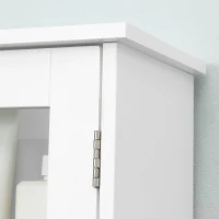 kleankin Bathroom wall cabinet, bathroom wall unit with 2 glass doors, adjustable shelf, 55x20x65cm, white(m-12)