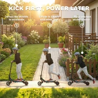 SPORTNOW Electric Scooter for Kids, Foldable E Scooter for Age Age 6+ with LED Display, RGB lights, Up to 16km/h, Black(m-4)