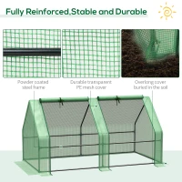 Outsunny Mini Greenhouse with & Zippered Window, Small Tunnel Steeple for Plants Vegetables, Steel Frame & PE Cover, 180 x 90 x 90 cm, Green(m-5)