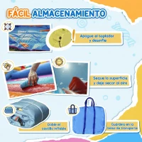 Outsunny Castillo Hinchable con Tobogán Cama de Salto Piscina y Muro de Escalada para +3 Años con Inflador y Bolsa de Transporte para Interior Exterior 265x260x200 cm Multicolor(m-8)
