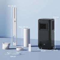 HOMCOM Condizionatore Portatile 950W con 5 Modalità e 3 Velocità, in Plastica ABS e Acciaio, 33x28x70.4 cm, Nero(m-3)