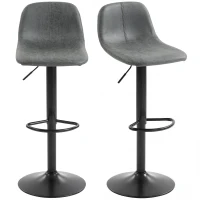 HOMCOM Bar Stools Set of 2, Modern Swivel Barstools with Footrest for Kitchen Island and Dining Room, Grey(m-11)