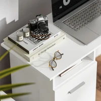 HOMCOM Bureau d'ordinateur avec 3 tiroirs et étagère ouverte, bureau informatique, style moderne, 100 x 40 x 75 cm, blanc(m-8)