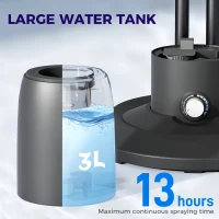 HOMCOM Spray Misting Fan, Pedestal Fan with Water Mist Spray, 75° Oscillation, 3 Speeds, Adjustable Mist, 3L Water Tank, Wheels, for Home, 125 cm(m-7)