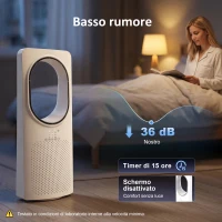 HOMCOM Ventilatore a Torre Senza Pale, Silenzioso 36dB, con Oscillazione a 45°, Luci LED, Telecomando, Bianco(m-4)